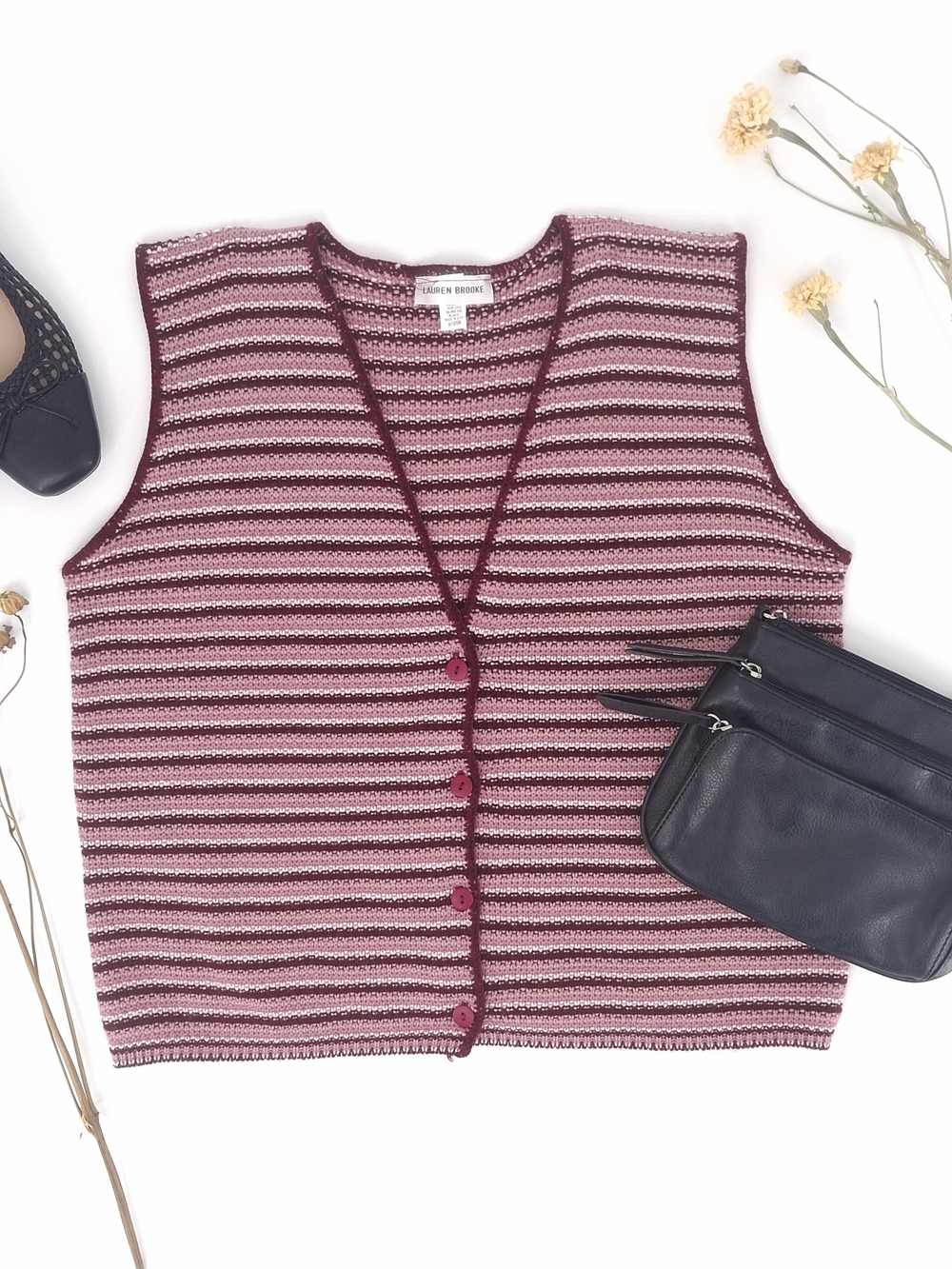 ✨ Vintage 90s Lauren Brooke Striped Knit Sweater Vest ✨
